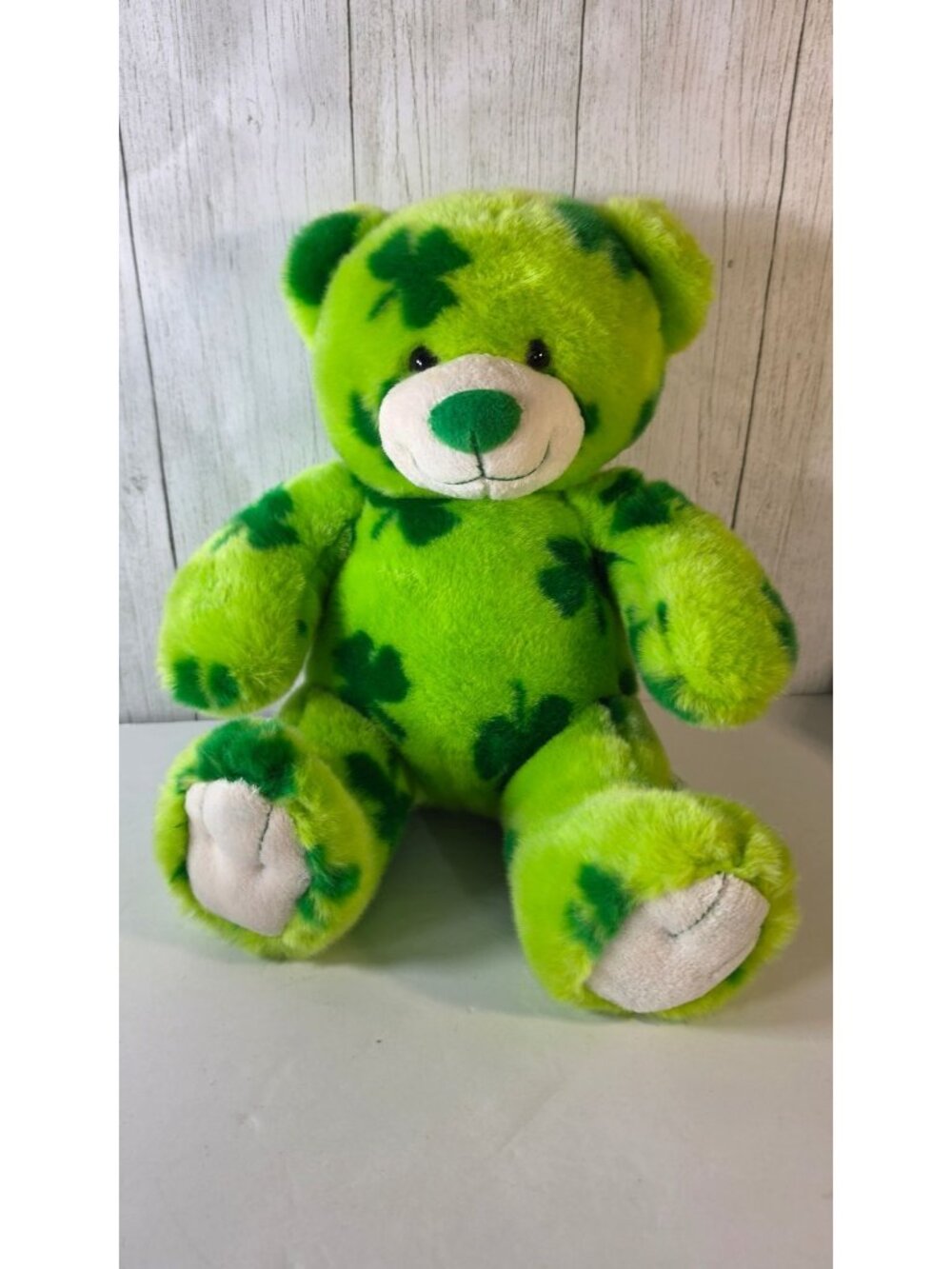 BUILD A BEAR ST PATRICKS DAY SHAMROCK CLOVER GREEN LUCKY TEDDY BEAR PLUSH 15"